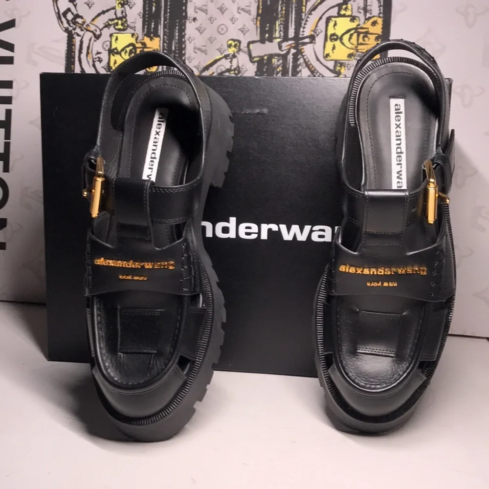 New Authentic Alexander Wang Carter Cage Sandals – Sleek Black Design